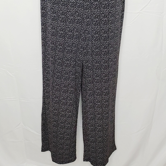 Adrianna Papell Wide Leg Jumpsuit Size L Stretch Black and White Print Spring - Picture 4 of 13